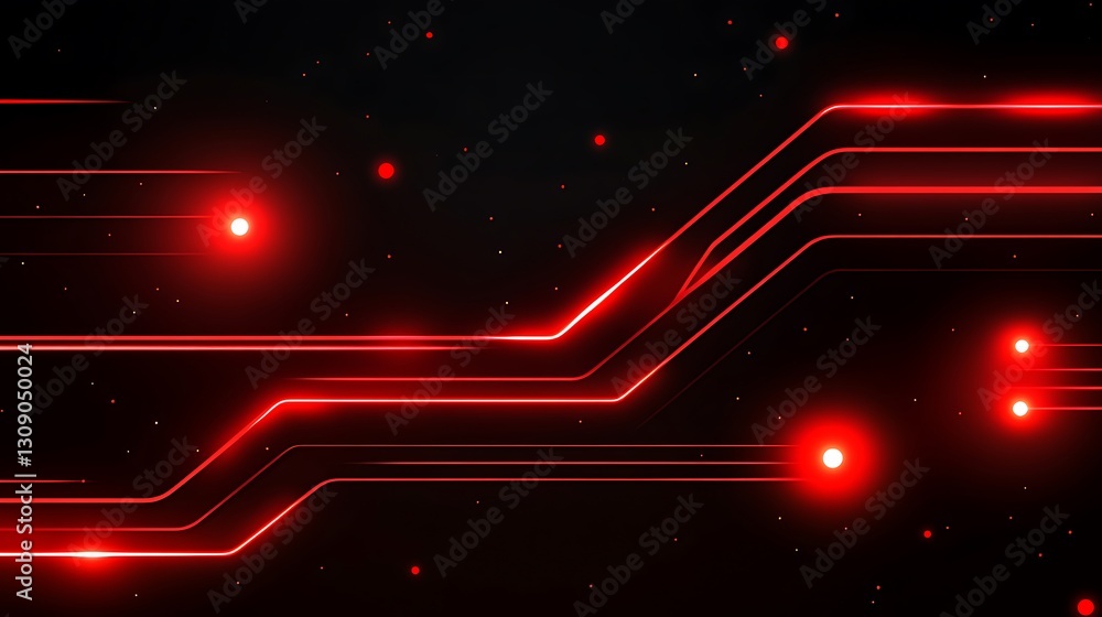 Poster futuristic glowing red circuit lines on dark backdrop graphic creation