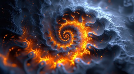 Stunning Cosmic Spiral with Fiery Colors and Intricate Patterns