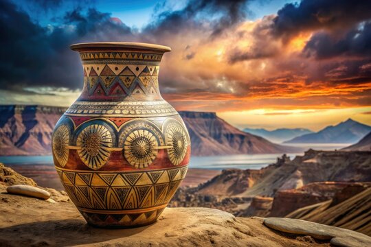 Authentic handcrafted Nazca huaco: a double-exposed pre-Columbian ceramic vase showcasing ancient Peruvian Inca art.