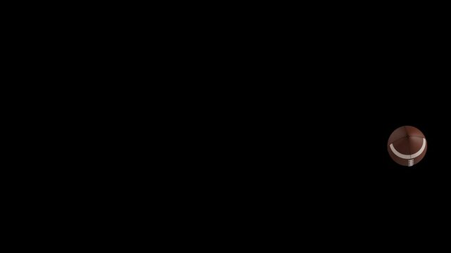 American Football Rugby Ball Transition Animation throw through air - Sport 3D - Isolated Black Screen Animation Concept Background