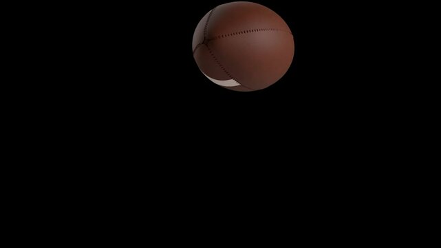 American Football Rugby Ball Transition Animation throw through air Combination - Sport 3D - Isolated Black Screen Animation Concept Background