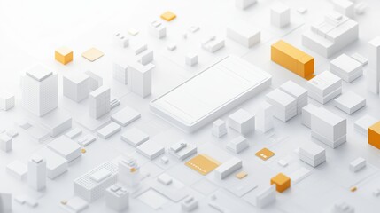 Obraz premium A cityscape with a white background and orange buildings