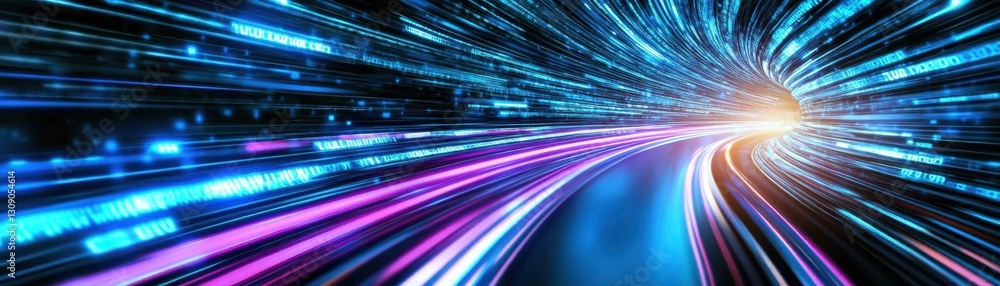 Poster Web development concept with abstract high speed technology POV motion blur