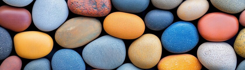 Web banner abstract smooth round pebbles sea texture background