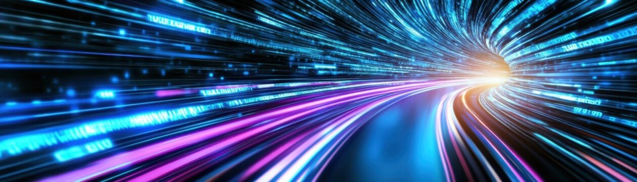 Web development concept with abstract high speed technology POV motion blur