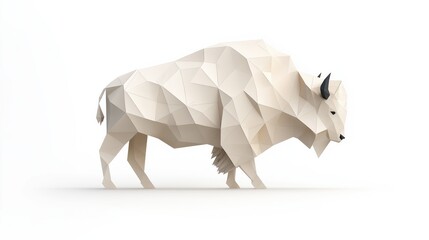 A white buffalo is walking on a white background