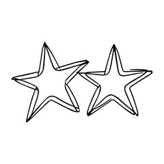 A hand-drawn doodle of two stars in a continuous line art style. 