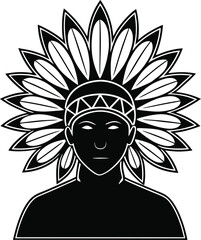 Iconic Native American Headdress Silhouette Design