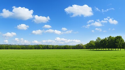 Bright Sunny Day in a Lush Green Field