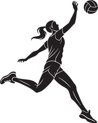 Dynamic Female Volleyball Player Silhouette in Action