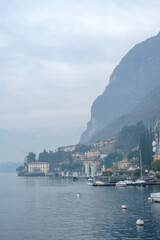 Misty Morning View of Lago di Garlate near Lecco, Italy