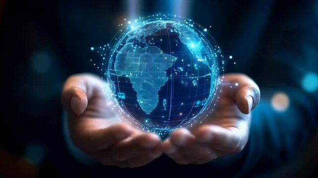 world global internet connections in a hand