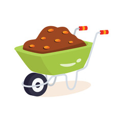 3d icon depicting garden wheelbarrow filled with mud