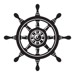 Fototapeta premium Black Ship Wheel Vector Illustration For Nautical Theme Art