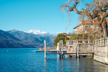 Scenic View of Lago d’Orta from Orta San Giulio with Mountains in the Background