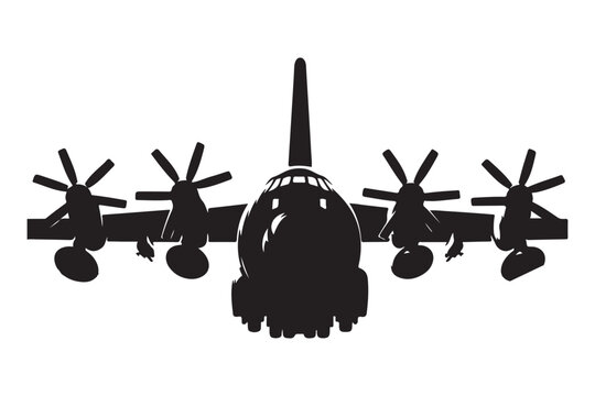 Silhouette Military Transport Aircraft Lockheed C 130 Hercules Airplane