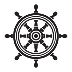Obraz premium Vintage Ship Wheel Vector Silhouette Illustration for Maritime Theme