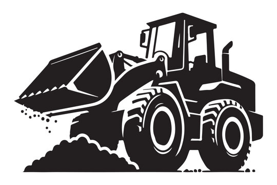 Heavy Construction Front End Loader Silhouette Illustration for Building Projects