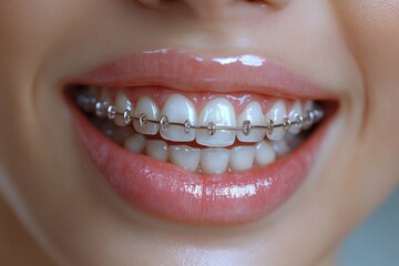 Obraz premium Captivating smile with braces highlighting perfect white teeth