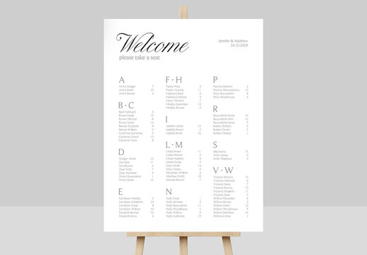 Wedding Seating Chart Sign Layout
