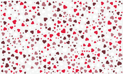Romantic Heart Pattern Background with Red, White, and Brown Hearts
