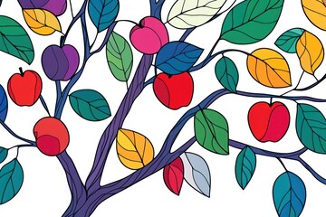 Colorful Fruit Tree Illustration