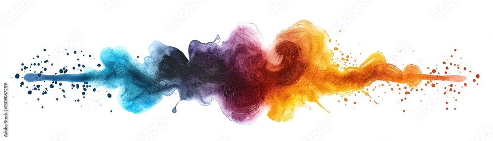 Poster a vibrant mix of colors in fluid shapes, creating an artistic splash effect that adds energy and cre