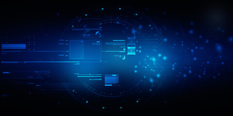 2d illustration Abstract futuristic electronic circuit technology background