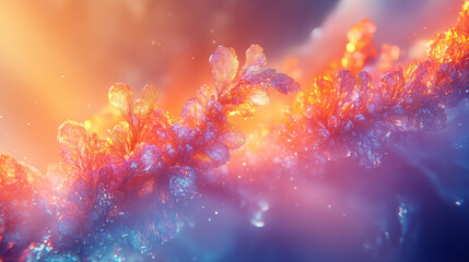 Fototapeta premium Colorful underwater coral with vibrant hues illuminated by soft light in an abstract setting