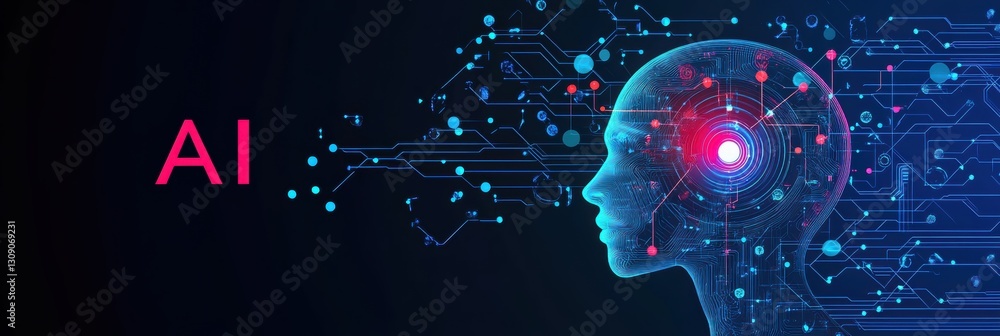 Poster modern graphic layout design featuring artificial intelligence concept and digital elements