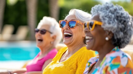 Laughter and friendship flourish among vibrant seniors by the water