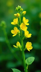 Pea plant in full bloom with yellow flowers and green leaves, pea plant, green, flowers