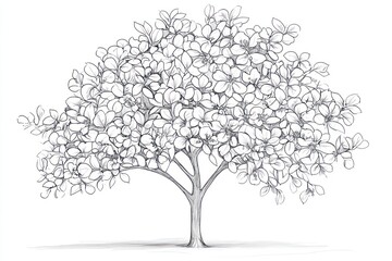 Detailed Tree Drawing on White