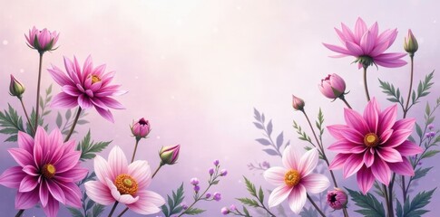 Fototapeta premium A Delicate Arrangement of Pink and White Blossoms, Gracefully Arranged Against a Soft Pastel Background, Evoking a Sense of Tranquility and Gentle Beauty