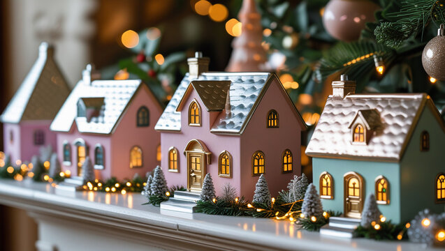 Christmas houses, porcelain, porcelain toys, glass toys, gingerbread houses, Christmas, Christmas paraphernalia, miniatures, miniature town