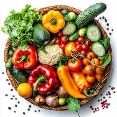 Fresh Colorful Vegetables in a Basket