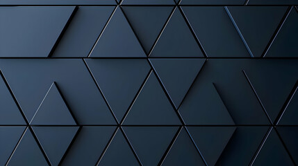 Abstract Geometric Pattern Composed Of Dark Blue Triangular Panels with Subtle Lighting