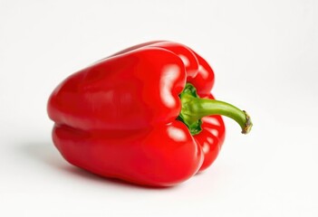 Single vibrant red bell pepper, studio shot on white,  glossy, red pepper