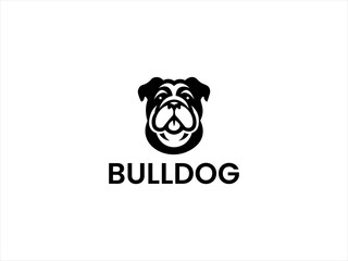 Simple black and white Bulldog logo design.