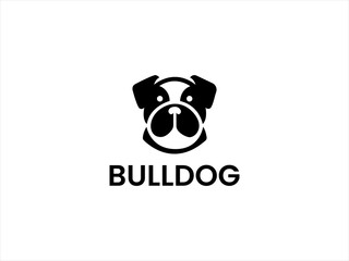 Simple black and white Bulldog logo design.