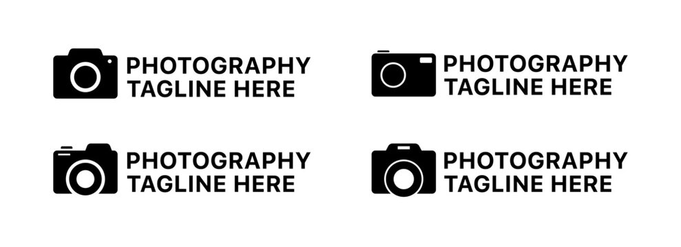 Camera icon set with tagline design for photography branding. Vector icon