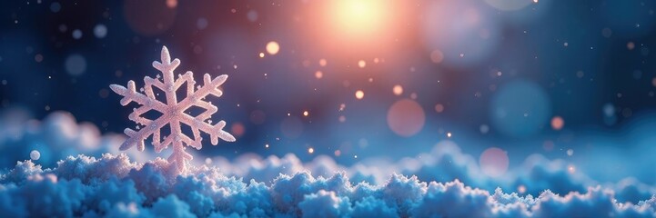 Sparkling snow crystals float in mid-air on a swirling background, glittering, shine, snowflake