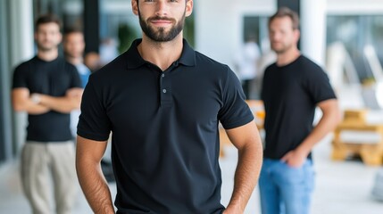 Obraz premium Capturing the essence of style with a plain black polo t shirt