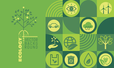 Ecology, green energy and environmental protection. A banner featuring the concept of renewable energy sources and waste-free production.