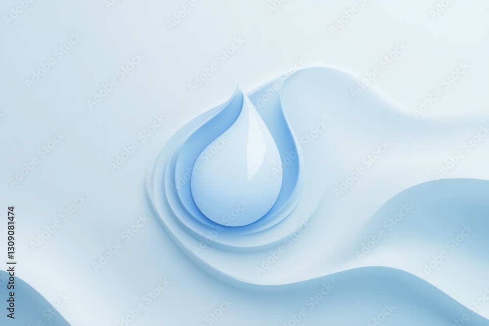 Aufkleber modern minimalist logo design featuring a milk drop with soft blue and white tones in smooth curves 