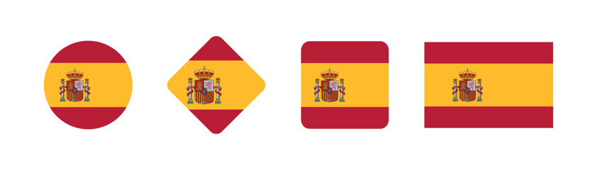 Fototapeta premium Vector Spain National Flag icon collection. Flag set of Spain various styles.