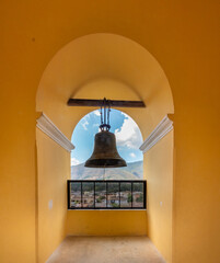 One of the massive bells of the church of La Merced (Igelsia de la Merced), Antigua, Guatemala