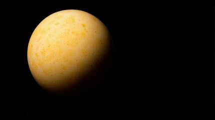 Isolated Single Fried Egg with Crispy Edges on Black Background