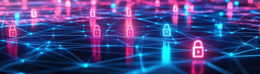 Intricate Network of Interconnected Lines with a Secure Lock Symbolizing Protection and Connectivity in a Modern Digital Environment and Technology Landscape