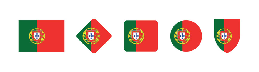 Obraz premium Vector Portugal National Flag icon collection. Flag set of Portugal various styles. 